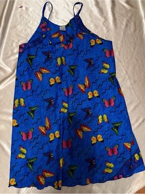 Vintage Rima Beachworld Butterfly Print Spaghetti Strap Dress 2XL Y2K
